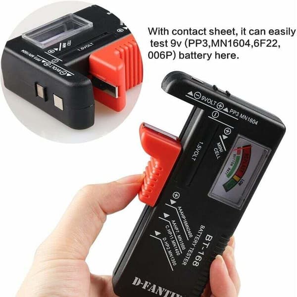 Universal batteritester, batterispændingstester til AA AAA C D 9V 1,5V nøglebatterier
