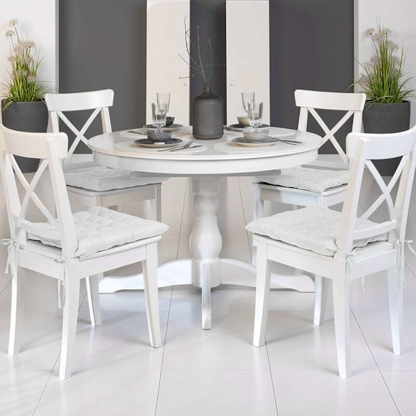 Lea trädgårdsstolskudde - Set om 4 - Bekväm och tjock utomhuskudde - Perfekt för inomhus- och utomhusbruk - 40x40x5 cm - Vit