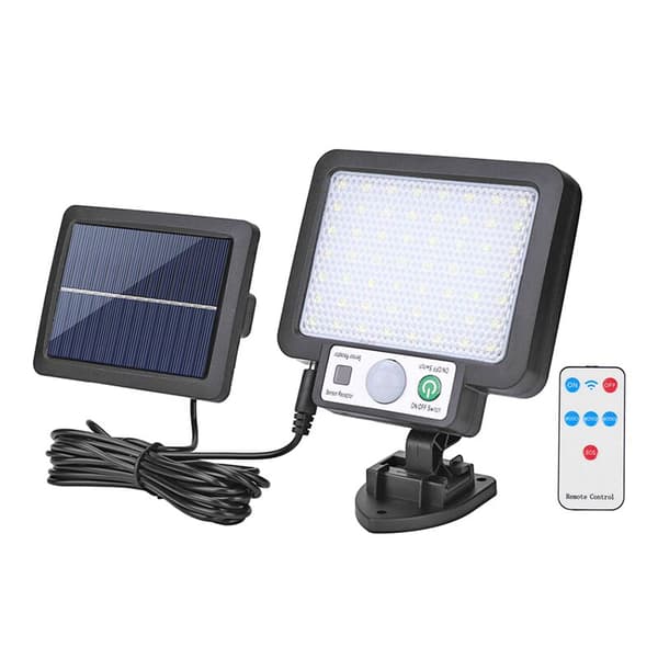 LED Solar Split Vegglampe 3 Moduser Vanntett Bevegelsessensorlamper med Fjernkontroll Hage Gate Lys Solar Lampe