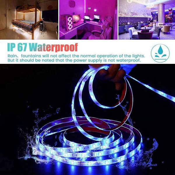 20M Lys RGB 3528 Fargeskiftende LED Fleksible Lys med 44-Tasters Fjernkontroll for Soverom TV Lyslist EU-Plugg