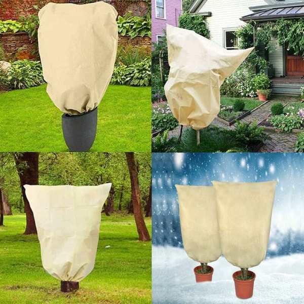 Plante Vinterdækken, 2 Stykker Plante Vinterdækken, Plantedækken til Frostbeskyttelse, til at Beskytte Følsomme Potteplanter mod Frost, Vind og Nedbør