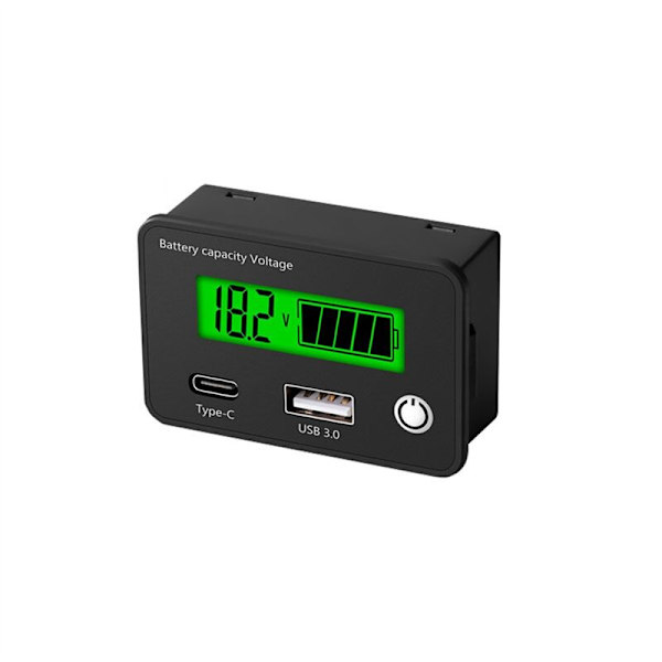 DC8-30V Batterikapacitetsindikator Blysyra Litiumbatterier Testare Nivå USB 3.0 Digital Voltmeter Voltmeter Grön