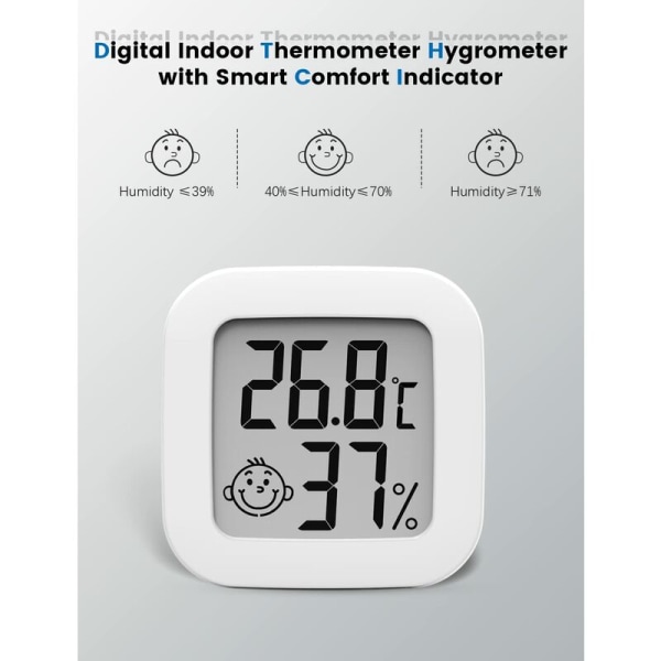 Mini digitalt innendørs hygrometer termometer høy presisjon - termohygrometer komfortnivåindikator