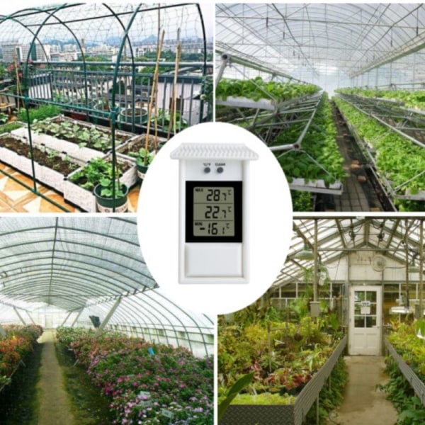 Digital minimi- och maximitermometer - Övervaka maximala och minimala temperaturer med denna praktiska, väggmonterade inomhus- och utomhusväxthus