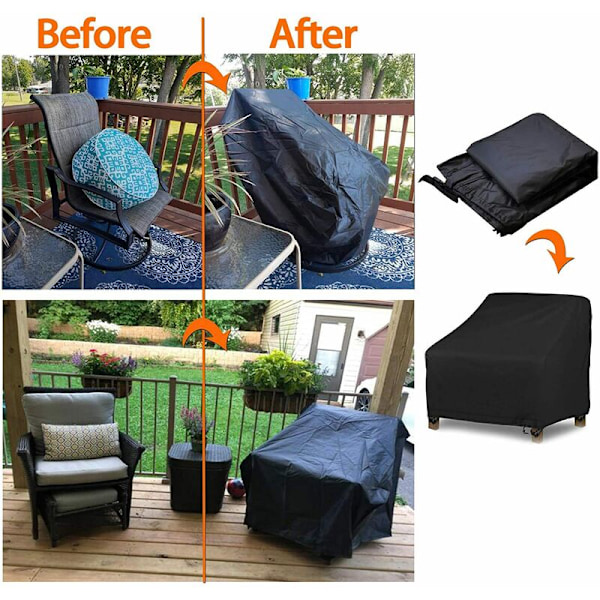Stoltrekk for utemøbler - Vanntette og støvtette balkong- og terrasse-stoltrekk (Svart 97x89x74CM)