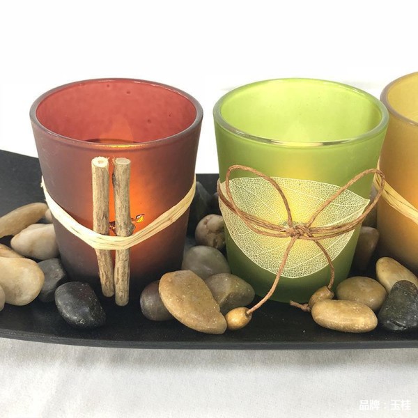 Kynttilänjalat, Vintage koristeellinen lieketön luonnollinen kynttilän set, 3 LED-teekynttilää, kiviä ja tarjotin, kylpyhuoneen sisustus