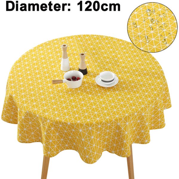 Duk - Linneduk Anti-Rynk Broderad Jute Landsbygård Matbordsskydd Bohemisk Köksbord Duk för Runt Bord Diameter 12