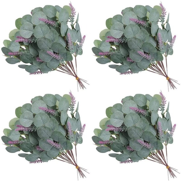 24 stjälkar konstgjorda eukalyptusblad Bulk Fake Greenery Stjälkar Växt Pengar Dollar Eukalyptus Grenar