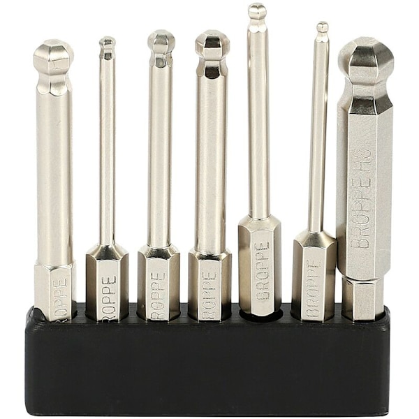 7-pack S2 Magnetiska Kulspetsbitar 1/4 tum Hex