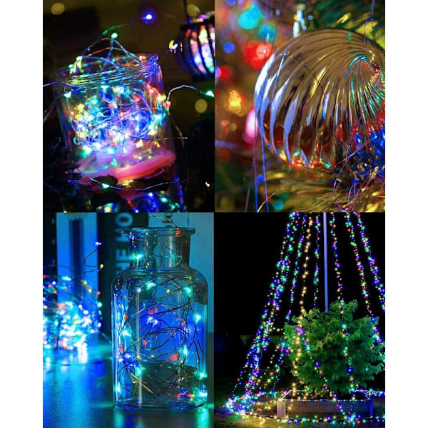 Set med 2 ljusslingor, 5M 50LED ljusslingor, batteridrivna mini LED-ljusslingor, inomhus ljusslingor, dekoration för sovrum, jul, W