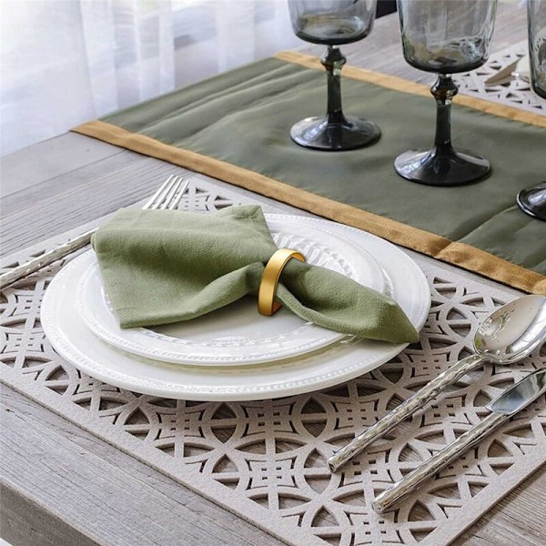 20 stk gull serviettringer i metall, serviettringholder i moderne design, halvsirkelformede spenner