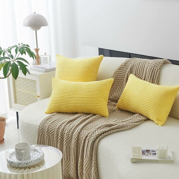 Ryggstödspöddöverdrag 2-pack Dekorativa Randiga Corduroy Rektangulära Kuddfodral Avlånga Kuddfodral för Soffa - 12 x 20 tum Sundress