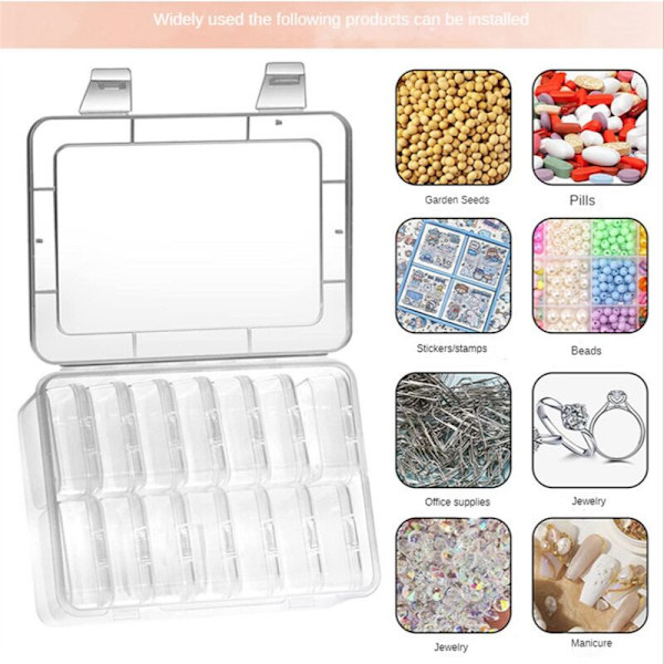 2 Sæt Små Opbevaringsbokse med Transparent Låg Plastik Mini Tom Organizer til Små Genstande