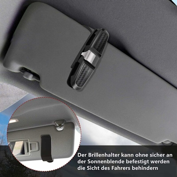 Solglasögonhållare för bil, 2-pack, Solglasögonhållare för bil, Solglasögon med kortklämma, Dubbeländad glasögonhållare