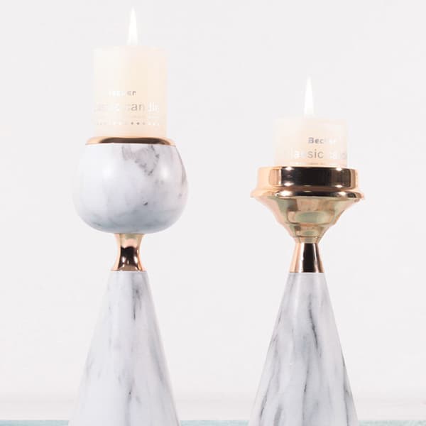 Imitation Marble Pattern Candle Holder Dining Room Decoration Model Decoration Spherical Crafts