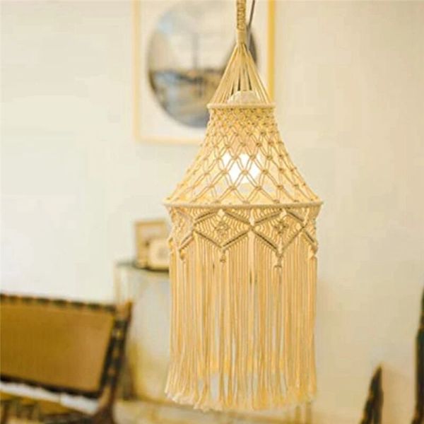 Macrame lampeskærm hængende pendel lysdækning kontor soveværelse børneværelse sovesal boheme boligindretning