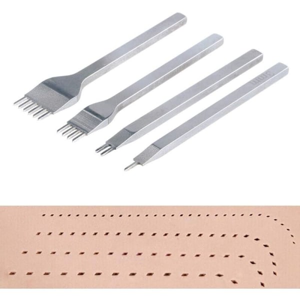 4 kpl 3 mm nahkatyökalujen sarja, rei'änlyönti DIY-nahkatyökalu kynsillä, rei'än ompelu timanttiommel 1+2+4+6 piikkiä ommelreikätyökalut