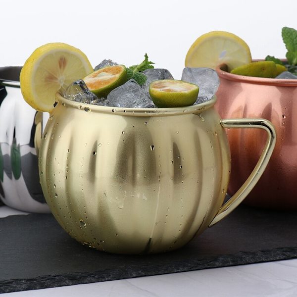 Rustfritt stål kreativ gresskar plating cocktail bar KTV Moskva kopper kopp under -700Ml gull