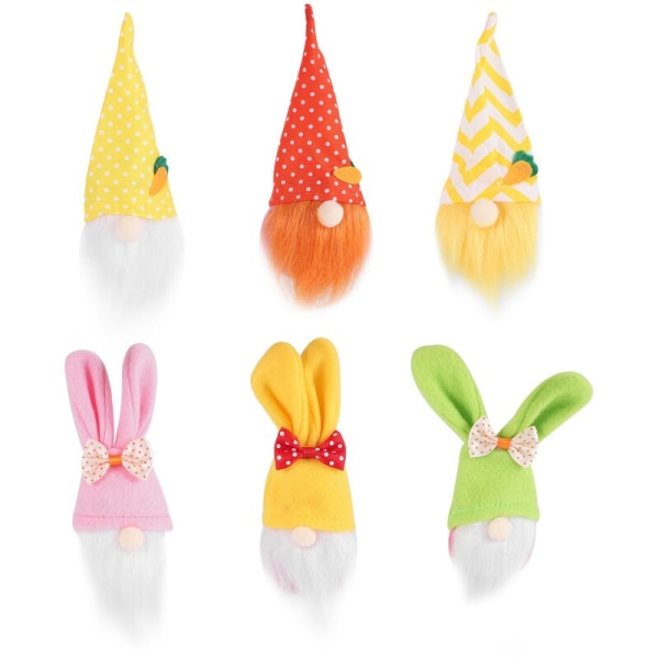 6Pcs Easter Bunny Doll Gnomes Rabbit Dolls Ornaments Tree Hanging Pendant Festival Party Decoration