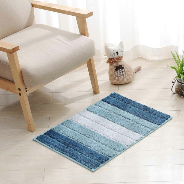 Luksuriøs badematte, myk plysj mikrofiber sklisikker dusjmatte, maskinvaskbar - Gradient blå