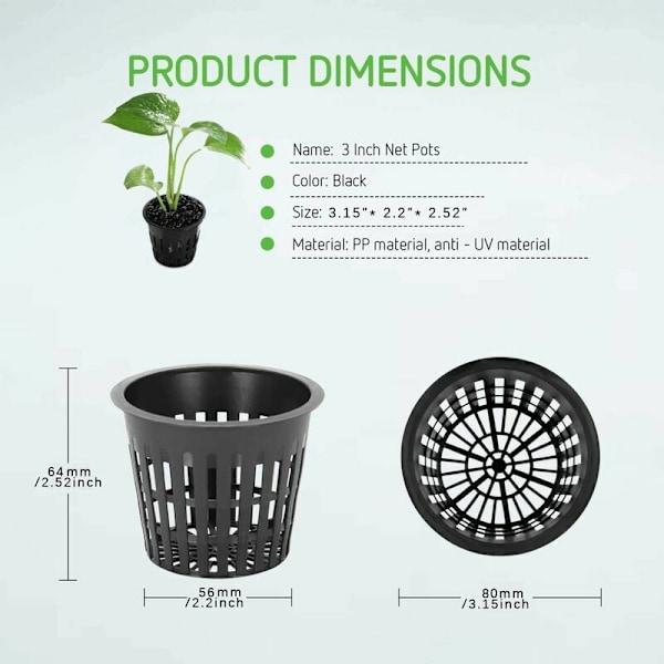 45 stk Hydroponiske Potter, Genanvendelige Hydroponiske Kurve til Aeroponisk Hydroponik, Blomsterplantning, Havearbejde (85,6 cm, Sort)