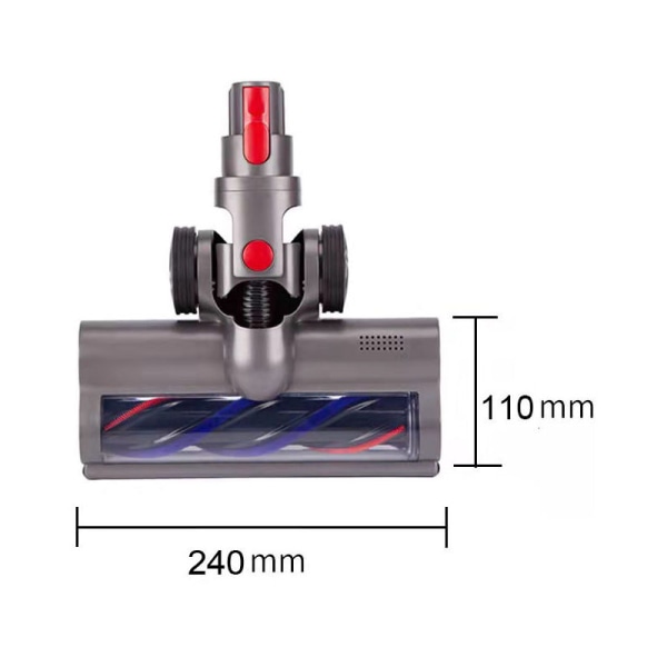 Motoriseret roterende børste kompatibel med Dyson V7 V8 V10 V11 V12 V15 blød rulle til parket, fliser og LED-lys, sølvgrå, Fonepro