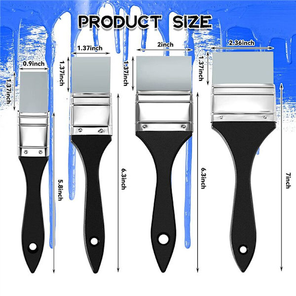 4 stk. silikone maling pensel sæt farve shaper silikone pensel til harpiks maling pensel, 1 1,5 2 2,5 tommer