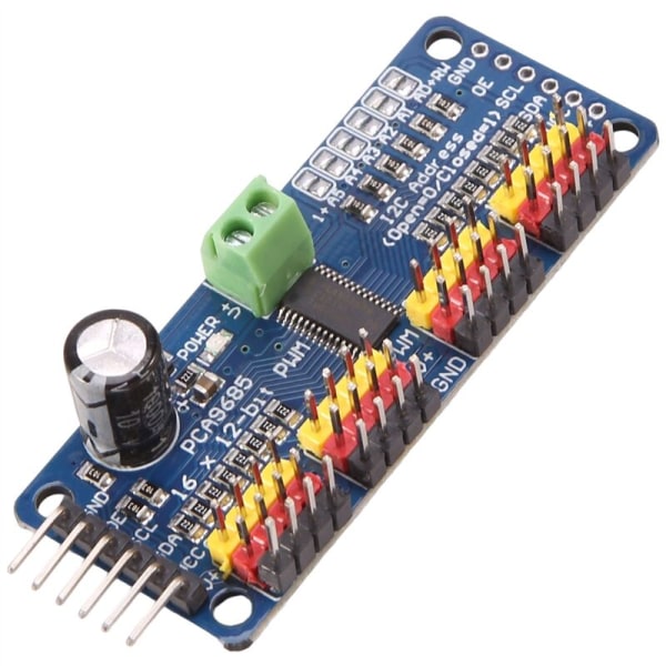 2 kpl PCA9685 16-kanavainen 12-bittinen PWM-servomoottorin ohjain I2C IIC -moduuli Arduino Raspberry Pi -servosuojakorttimoduulille