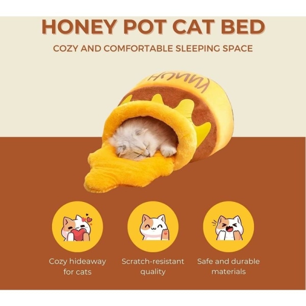 Honey Pot Cat Bed – Komfortable Memory Foam-møbler med avtagbar pute – Stilig, vaskbar katteseng for små katter og raser