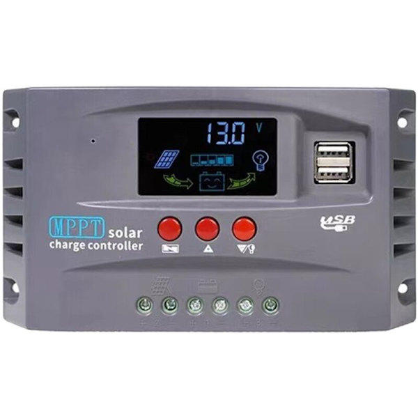 12V 24V MPPT Solcellsladdningsregulator Intelligent Display Dubbel USB Spänningsstabilisering Regulator Skydd (20A)