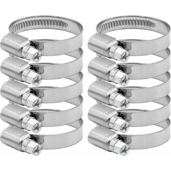 Rustfrit stålslangeklemme diameter 27-51mm 10 stk.
