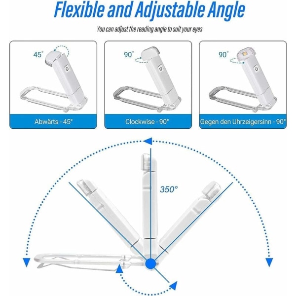 Leselampe, USB-oppladbar klipslampe, fleksibel og bærbar klips, mykt lys for øynene, kompakt og holdbar, perfekt for lesing i sengen