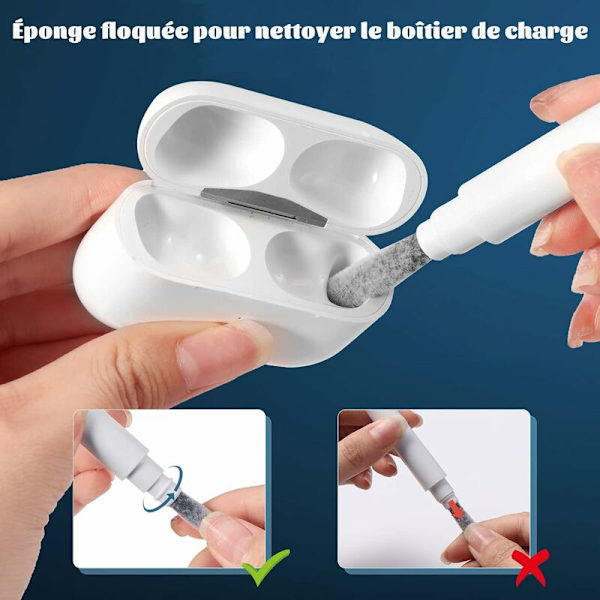 AirPods-rengöringssats, rengöringsset för AirPods med borste och metallspets, bärbar pryl för rengöring av AirPods, förbättrad ljudkvalitet AirPods-rengöringssats, De