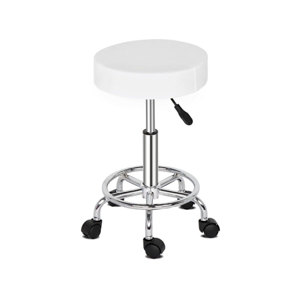 Kontorstol, 360° Rotasjon Rullestol, for Massasjesalong, Kontor, Klinikk, Farge: Hvit 8cm