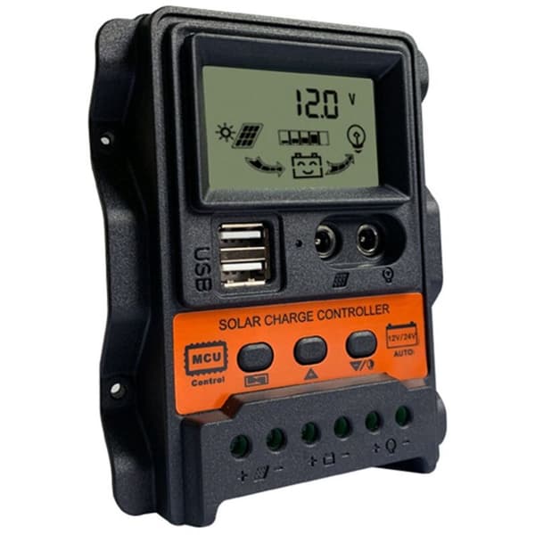 30A Solcellsladdningsregulator 12V24V Solpanel Batteriladdningsregulator Automatisk Regulator 2 USB LCD-display Laddningsurladdare