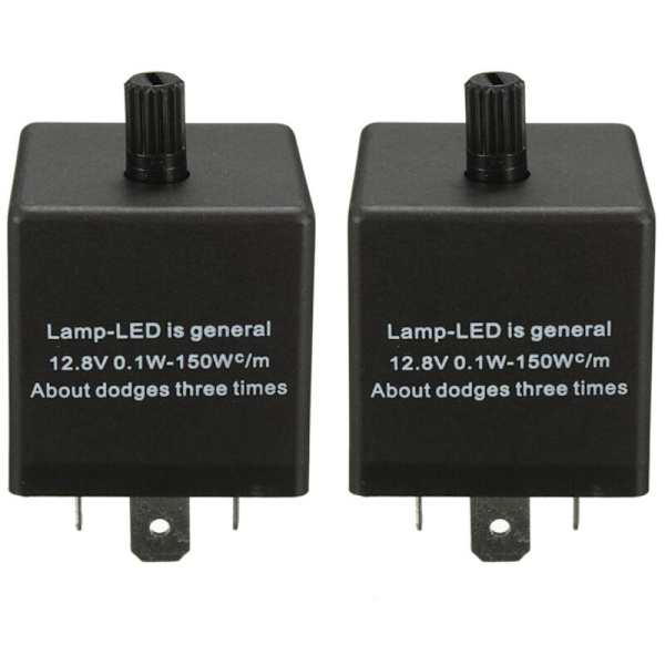 2X 12V 3-bens LED-bil Justerbar Blinklysrelæ til Blinklys