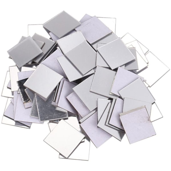 Spegelplattor Väggsticker 100 st 3D Klistermärke Dekal Rum Dekor (Silver)