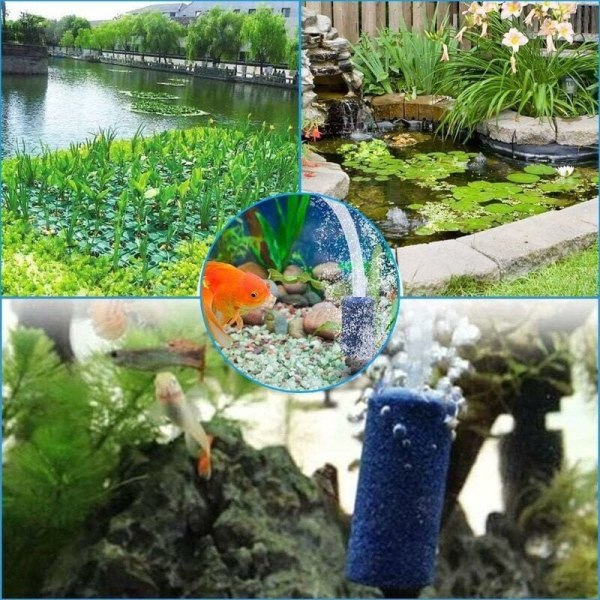 Luftboblestein for akvarium, mineralpumpe-diffusor, for akvariumpumpe og hydroponisk dam, 15 mm x 25 mm blå, 12 stk.