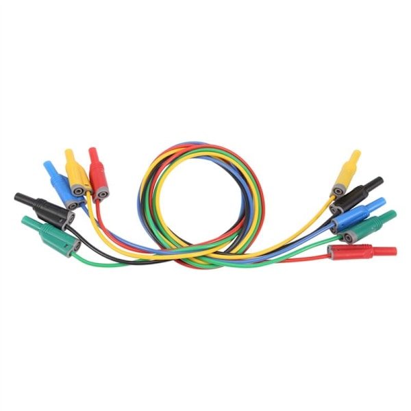 5 stk bananplugg silikon testledninger 4 mm fullstendig isolert sikkerhetsinnpakket bananplugg stabelbar myk forlengelseskabel