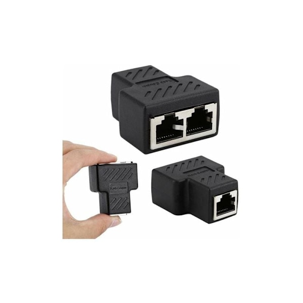 2 kpl RJ45 LAN-kaapelikytkinjakaja-adapteri jatkeeksi, verkko Y-jakaja-liitäntä Ethernet T-liitin kaksi naarasporttia 1-2 modulaarinen kytkentä C