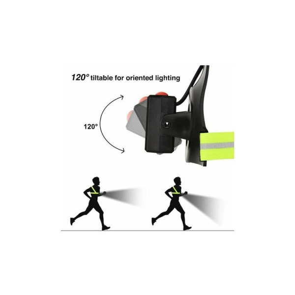 -Løb Lys, USB Genopladelig LED Løb Lys, 120° Justerbar Brystlampe, 500 Lumen, Løb Lys med Reflekterende Strimler til Jogging, Udendørs Sp