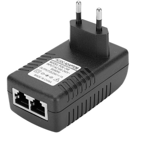 POE-injektor DC 24V 1A Strømforsyning Adapter EU/US Standard Plugg Valgfritt 100-240VEU-