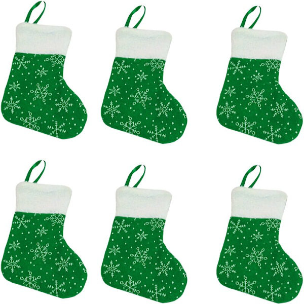 6 kpl 17 cm Mini Joulupukki Sukkia Glitter Tähti Painatus Plus-Rannekkeella Klassinen Sukka Koristeet Koko Perheelle