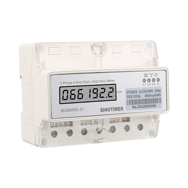 DIN-skena 3-fas 4-ledare Elmätare Digital Wattmätare Elförbrukning KWH 100A Watt Strömmätare
