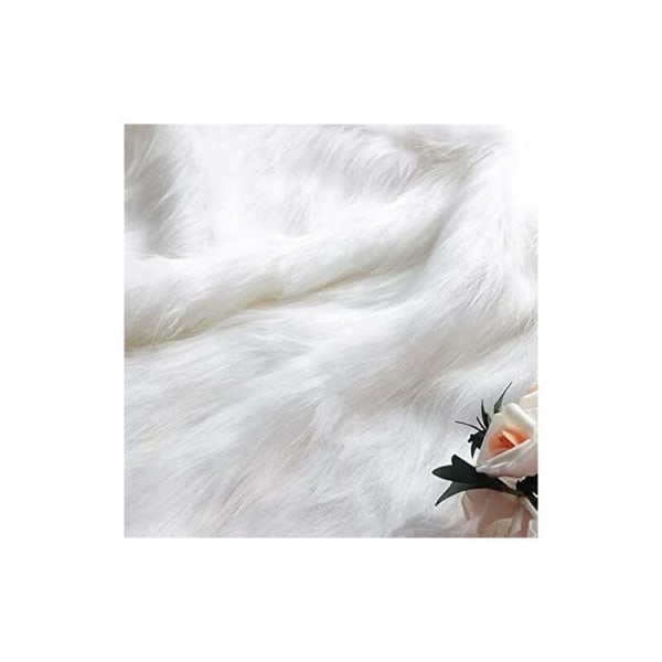 Faux saueskinns teppe, imitert fleece teppe fluffy myk langhåret dekorativ stol pute sofa matte (hvit, 60x60cm)