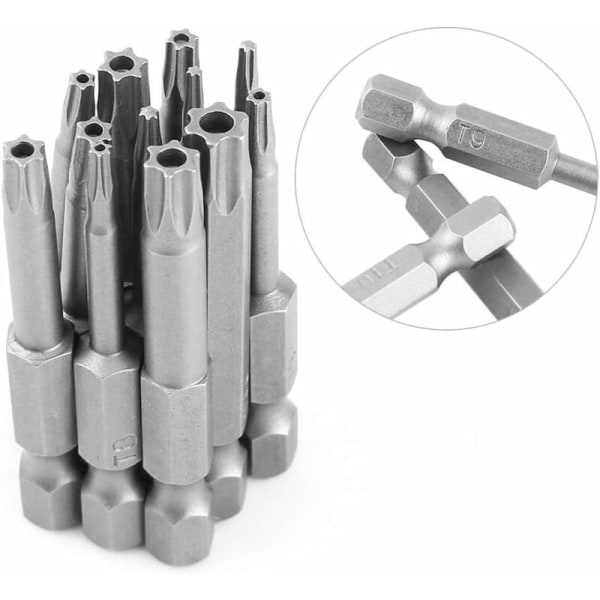 12 kpl 1/4 tuuman kuusiokolovarren T5-T40 Torx-kärkipäämeisselisarja Tamper Proof Security 6-kärkinen tähtipäämeisse työkalut