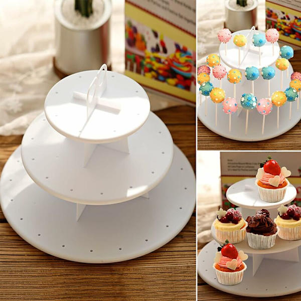 Tårta Stativ 3 Våningar Tårta Stativ Plast Dessert Stativ 3 Våningar Plast Cupcake Dessert Stativ för Fester, Mat, Display, Dessert Stativ