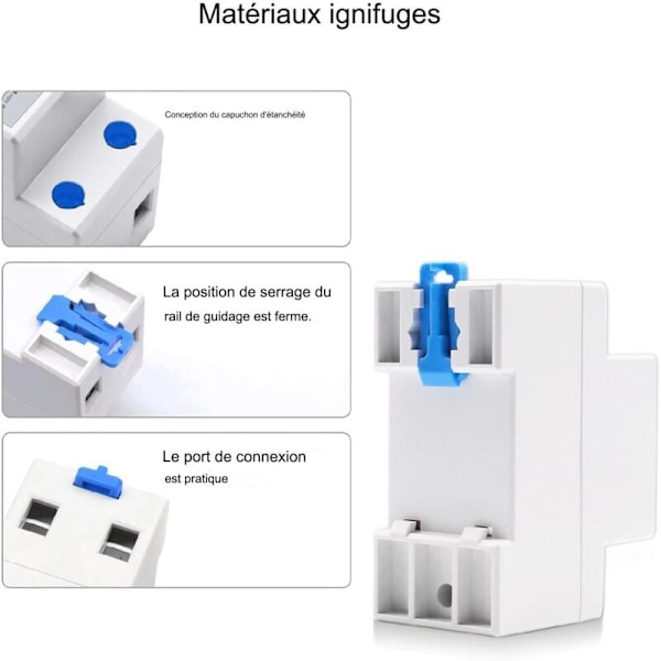 Elektrisk måler, energimåler 230V 5 (80) A 2 ledninger 2P LCD digital skjerm med DIN-skinne enfaset elektronisk skinne-elektronisk digital KWh strømforsyning