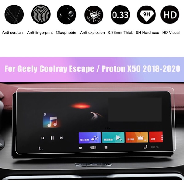 Härdat glasfilm för Coolray / X50 2018-2020 10,25-tums bil GPS navigering pekskärmsskydd