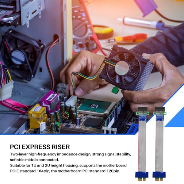 2 st PCI-Express PCI-E 1X Kortförlängningskabel Längd 20Cm